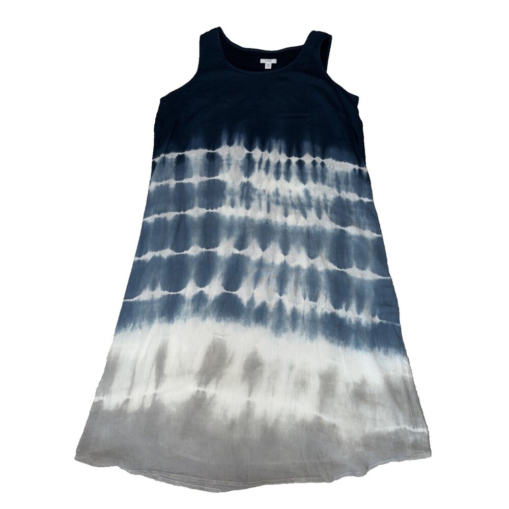 Pure Jill Sleeveless Shift Dress Size M Garment Dye Cotton Blend Blue Gray Ocean
